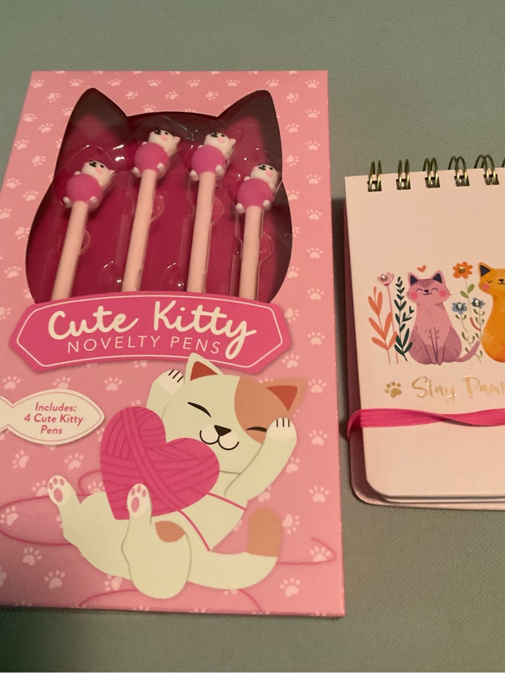 Eccolo Cute Kitty Novelty Pens Pink Cat Pen Set and mini Notebook New